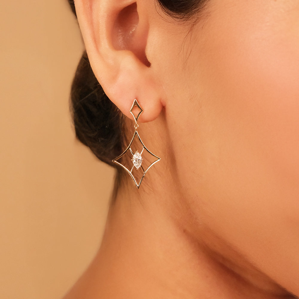 Astra Marquise - Pure Gold Lab Diamond Drop Earrings Main image
