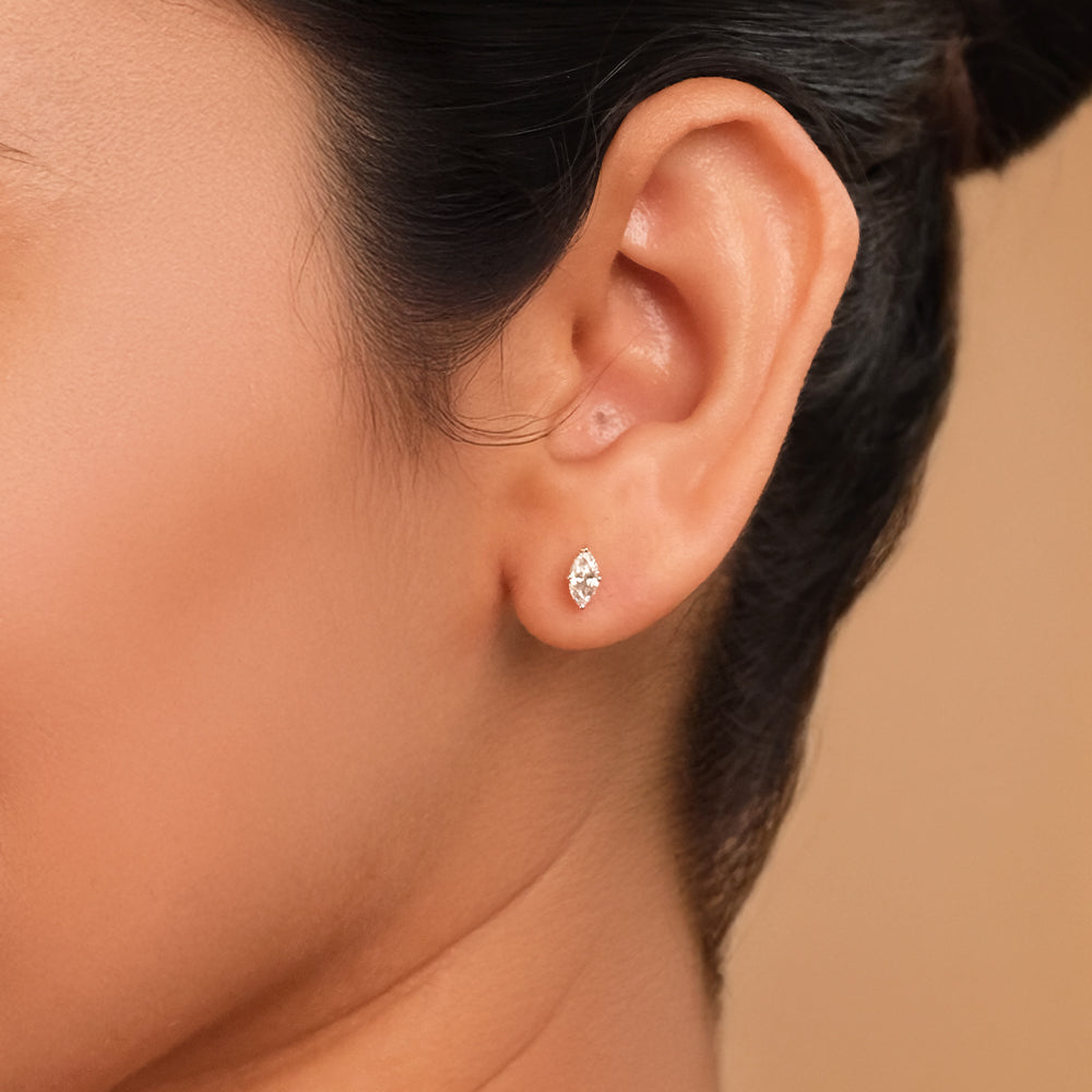 Astra Marquise - Pure Gold Lab Diamond Solitaire Stud Earrings Main image