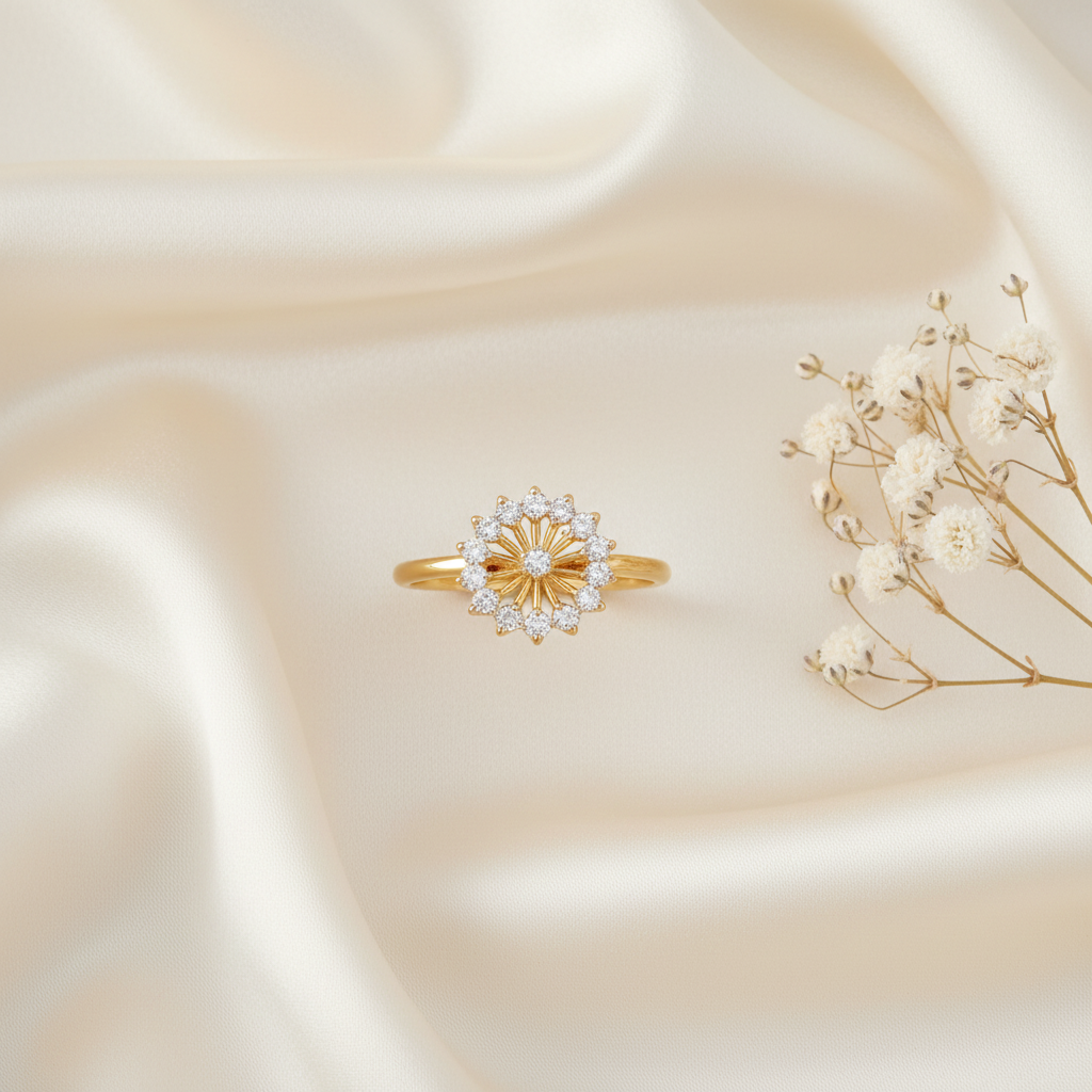 Radiant Sunburst Diamond Halo Ring Secondary image