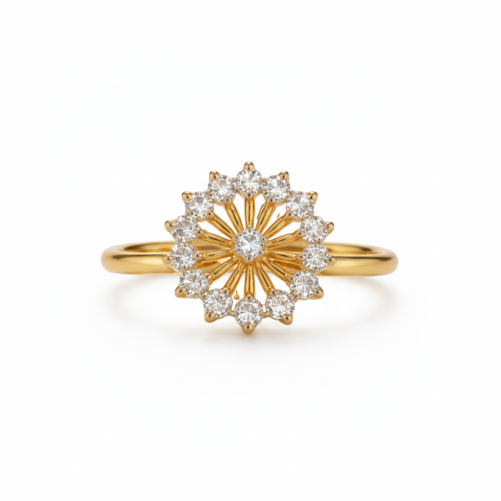 Radiant Sunburst Diamond Halo Ring Main image