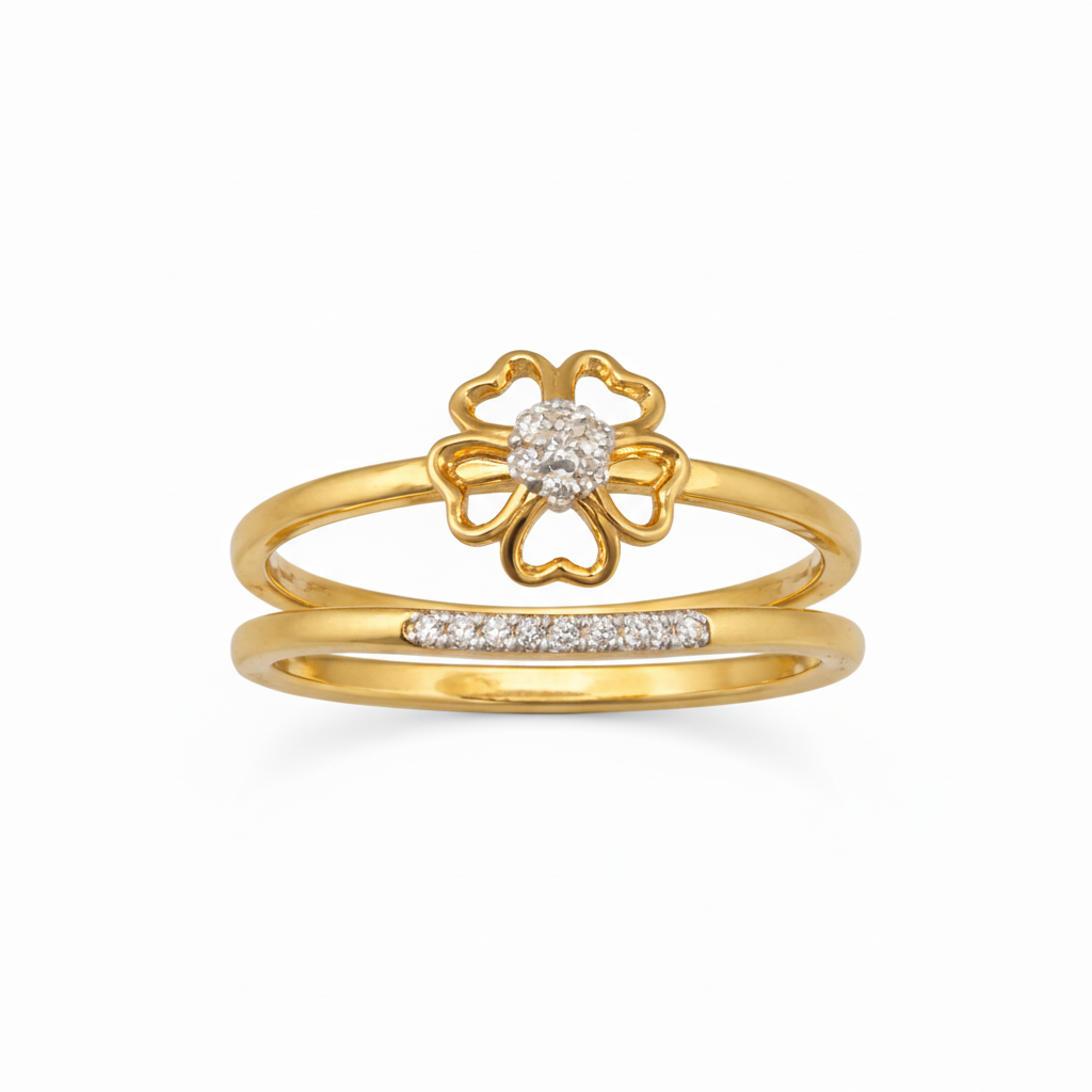 Golden Bloom Diamond Duo Ring